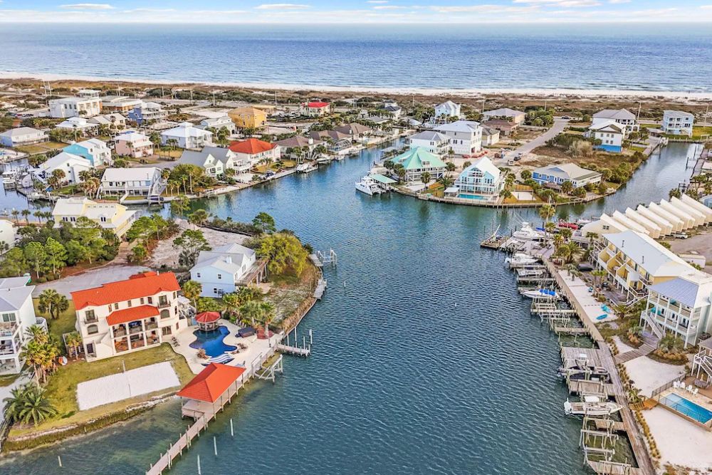 Aerial view of Perdido Key waterfront